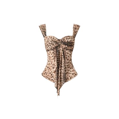 Leopard Mesh Corset Top