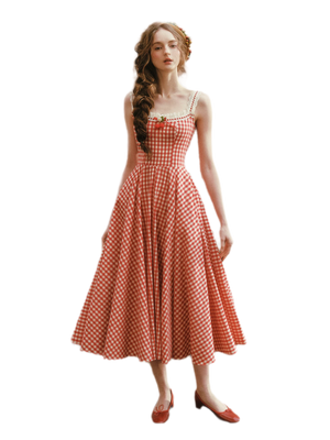 Red Plaid Dress / XS