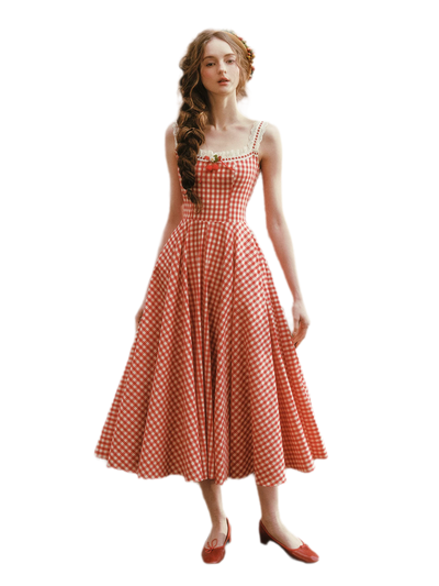 Red Plaid Dress / XS