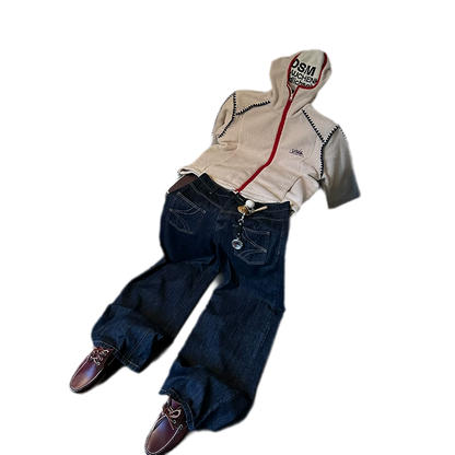 Reversible Denim Baggy Straight Pants