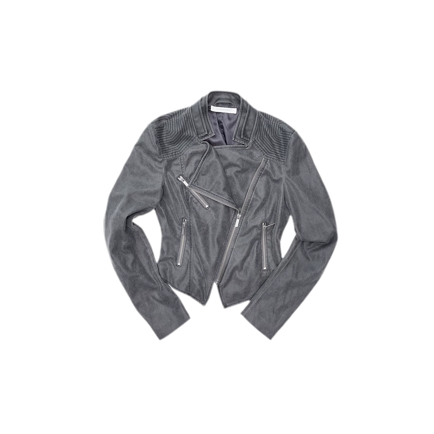 Washed Leather-Look Fitted Jacket