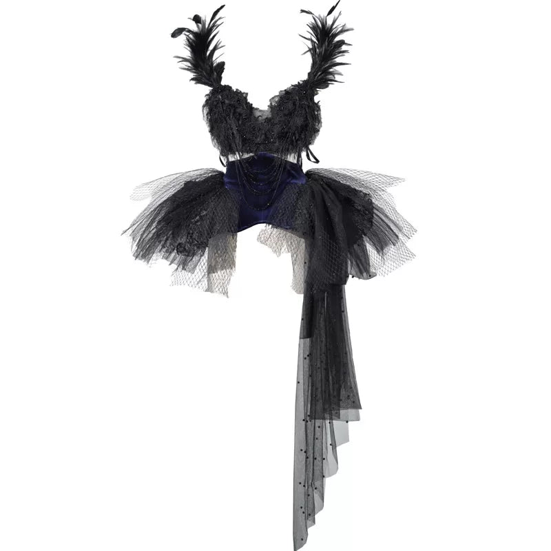 Feather Gothic Train Dress