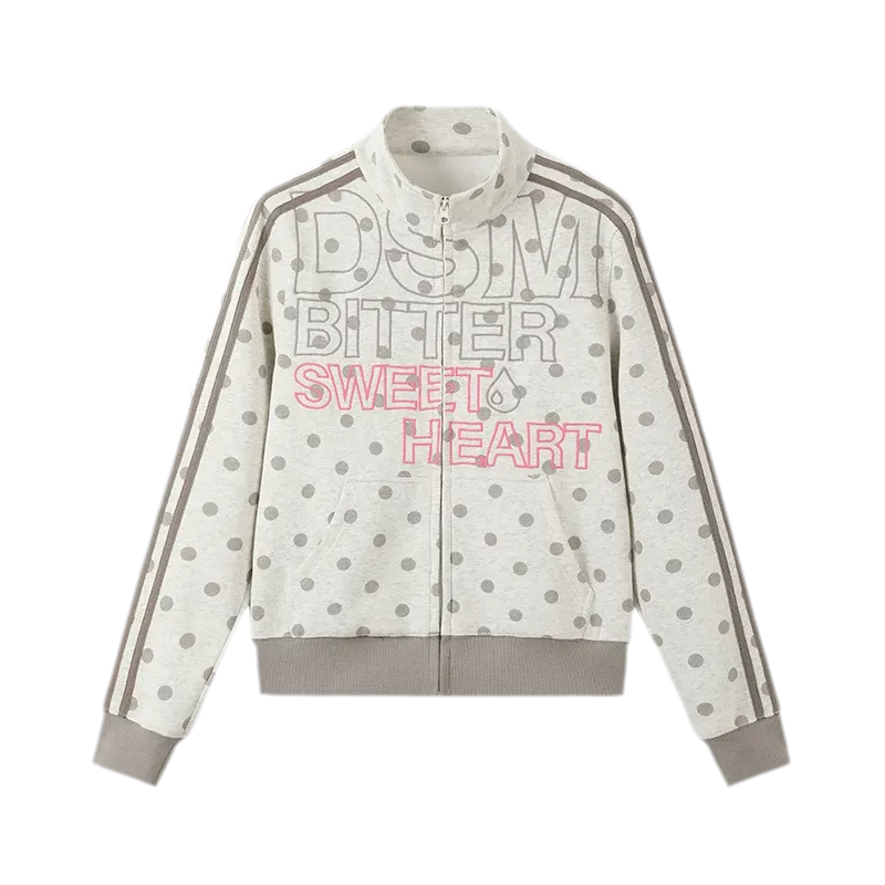 Polka Dot Stand-Collar Sweatshirt