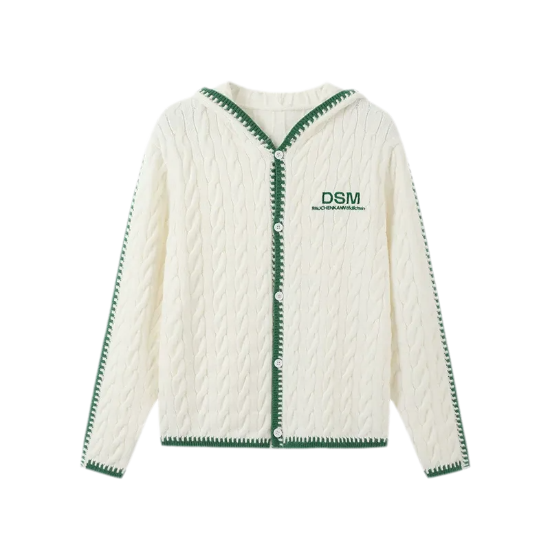 Arctic Velvet Cable-Knit Hooded Cardigan