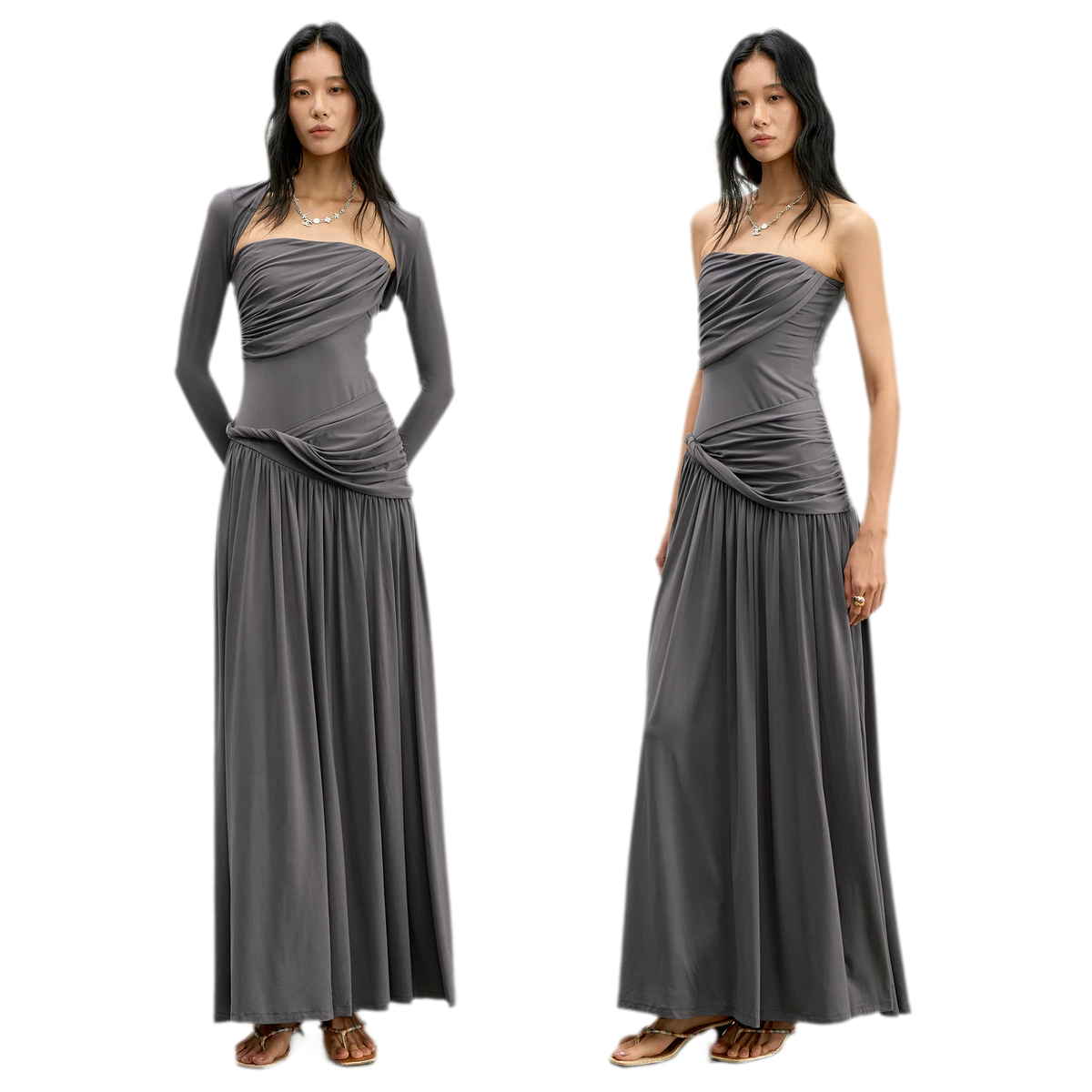 Twist Bandeau A-Line Maxi Dress