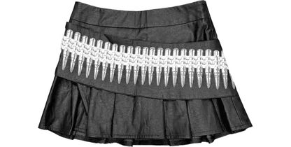 Waxed Chain Print Pleated Skirt