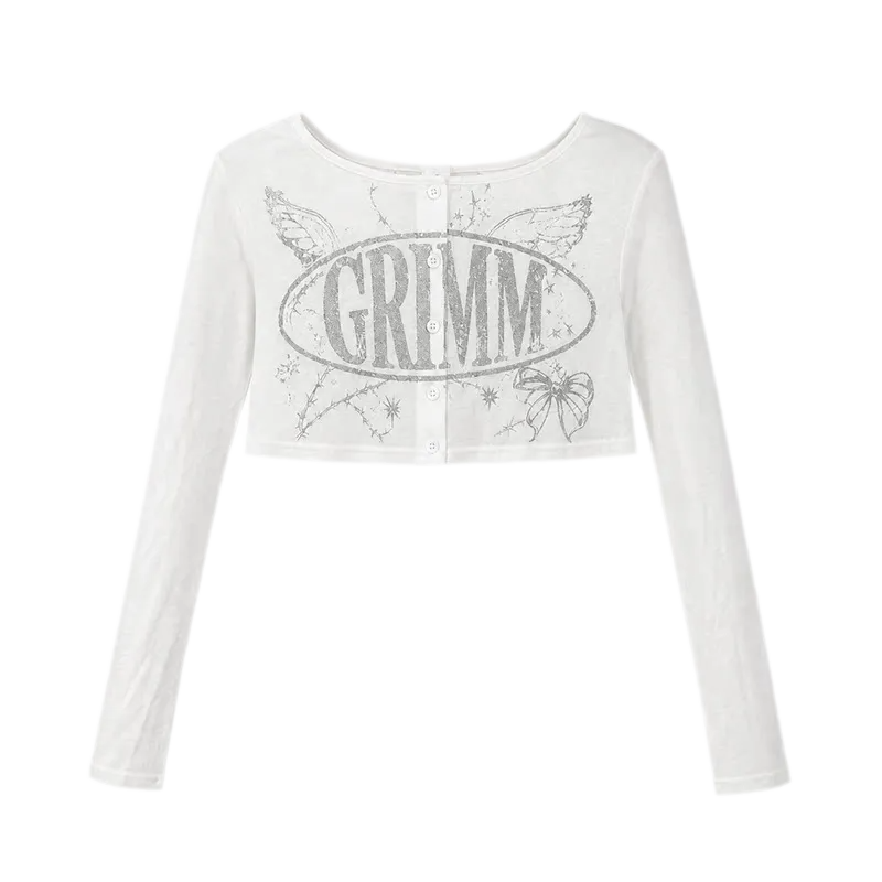 Silver Print Fitted Long-Sleeve Tee