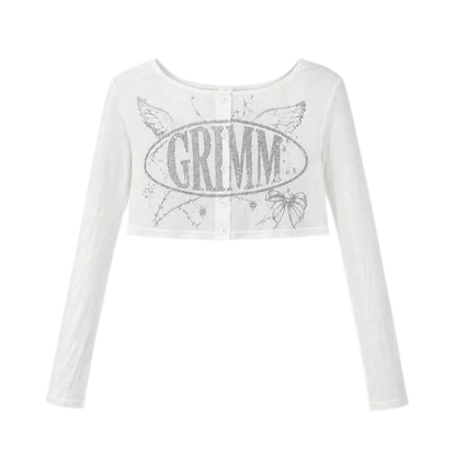 Silver Print Fitted Long-Sleeve Tee
