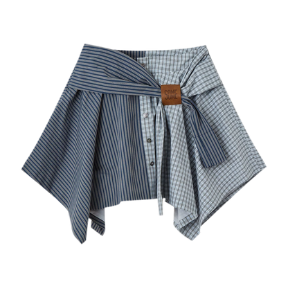 Patchwork Asymmetrical Plaid Skort