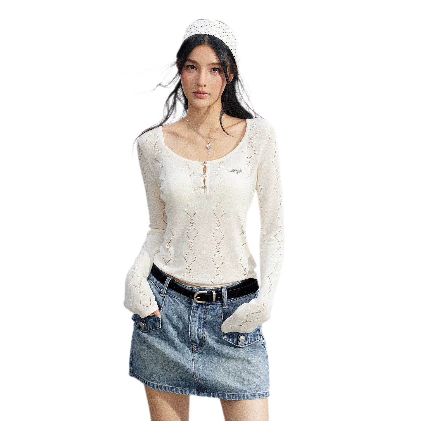 Ice Silk Hollow Knit Top