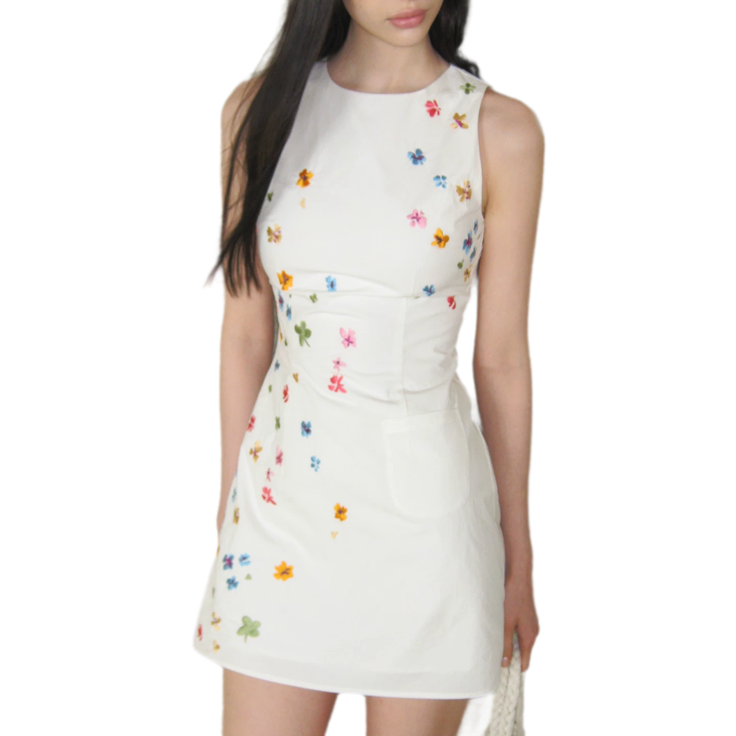 NEVERMORE Summer Vintage Hand-Painted Floral Dress White (Pre-sale) / M