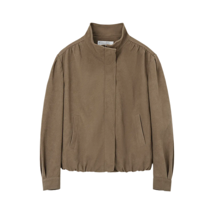 Gathered Suede Cropped Jacket