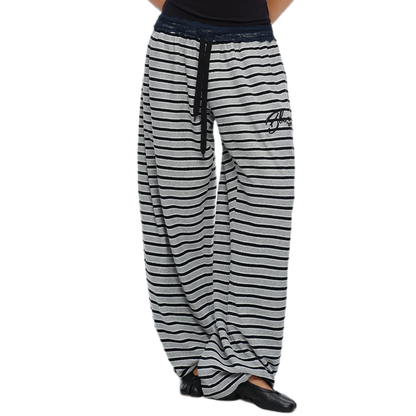Embroidered Stripe Wide-Leg Pants
