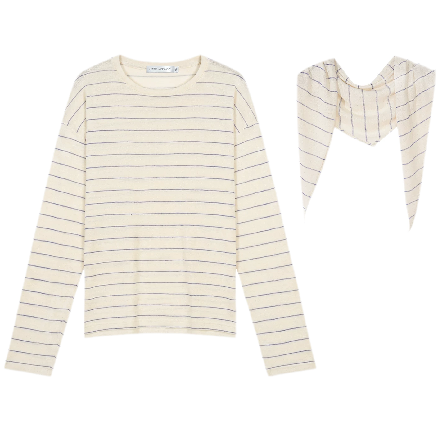 Striped Rhinestone Cotton Tee