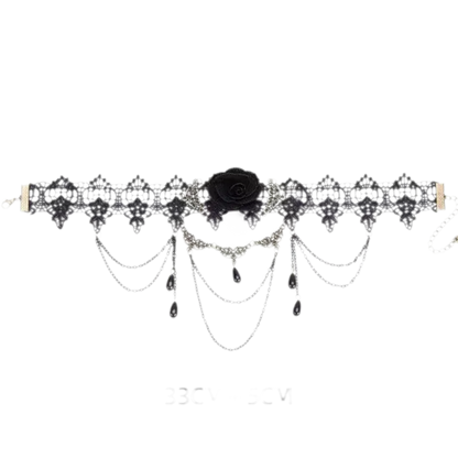 Vòng cổ choker hoa hồng phong cách Gothic