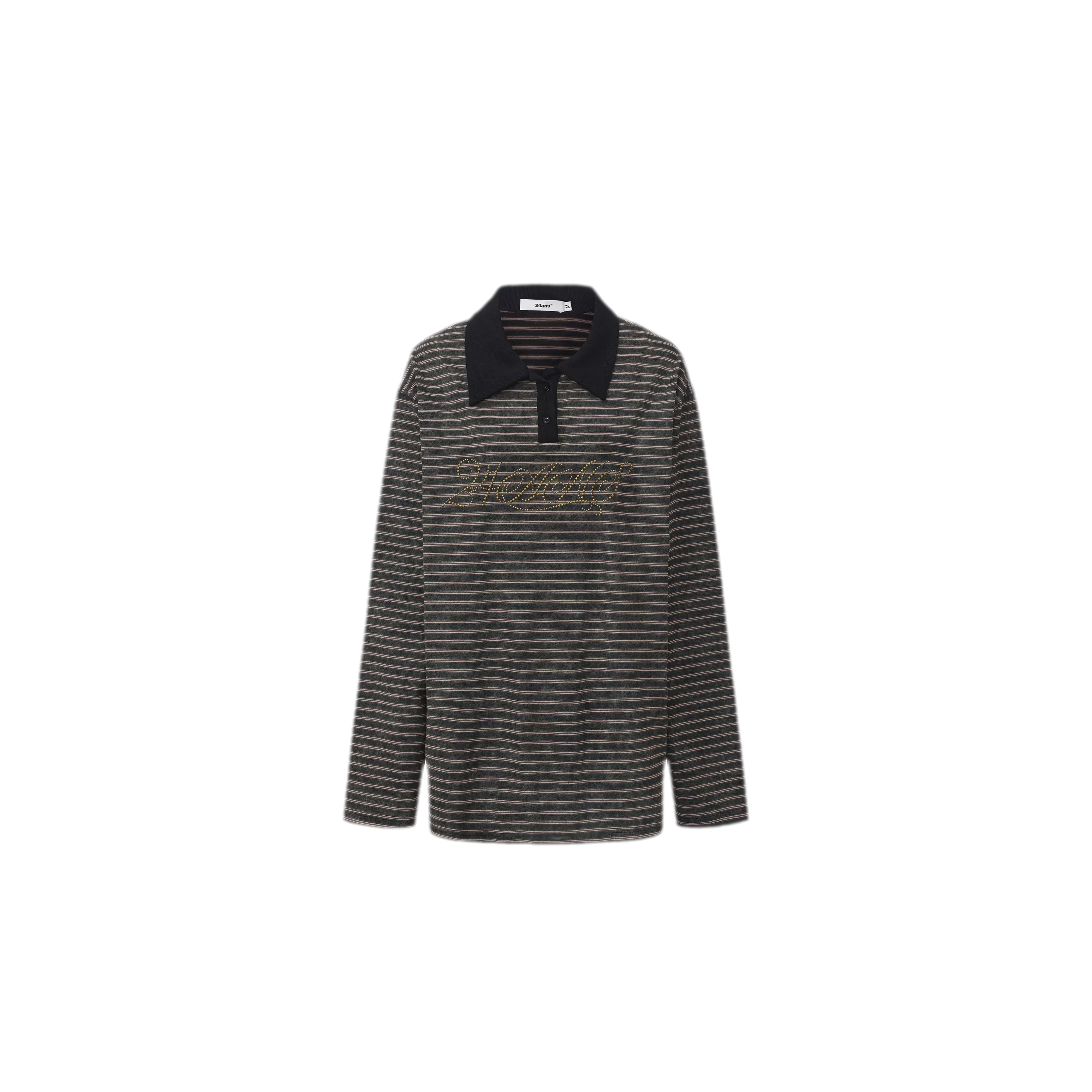 Contrast Stripe Loose Polo Shirt