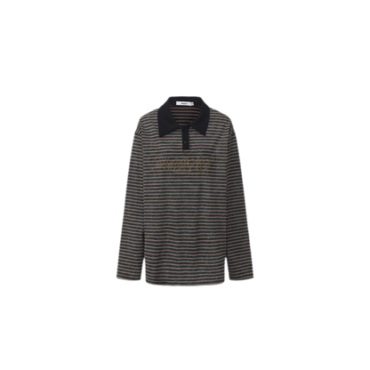 Contrast Stripe Loose Polo Shirt