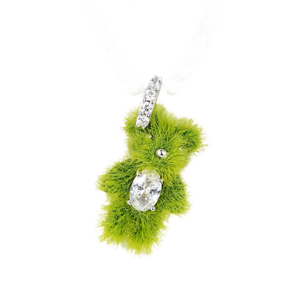 Flocked Teddy Bear Necklace