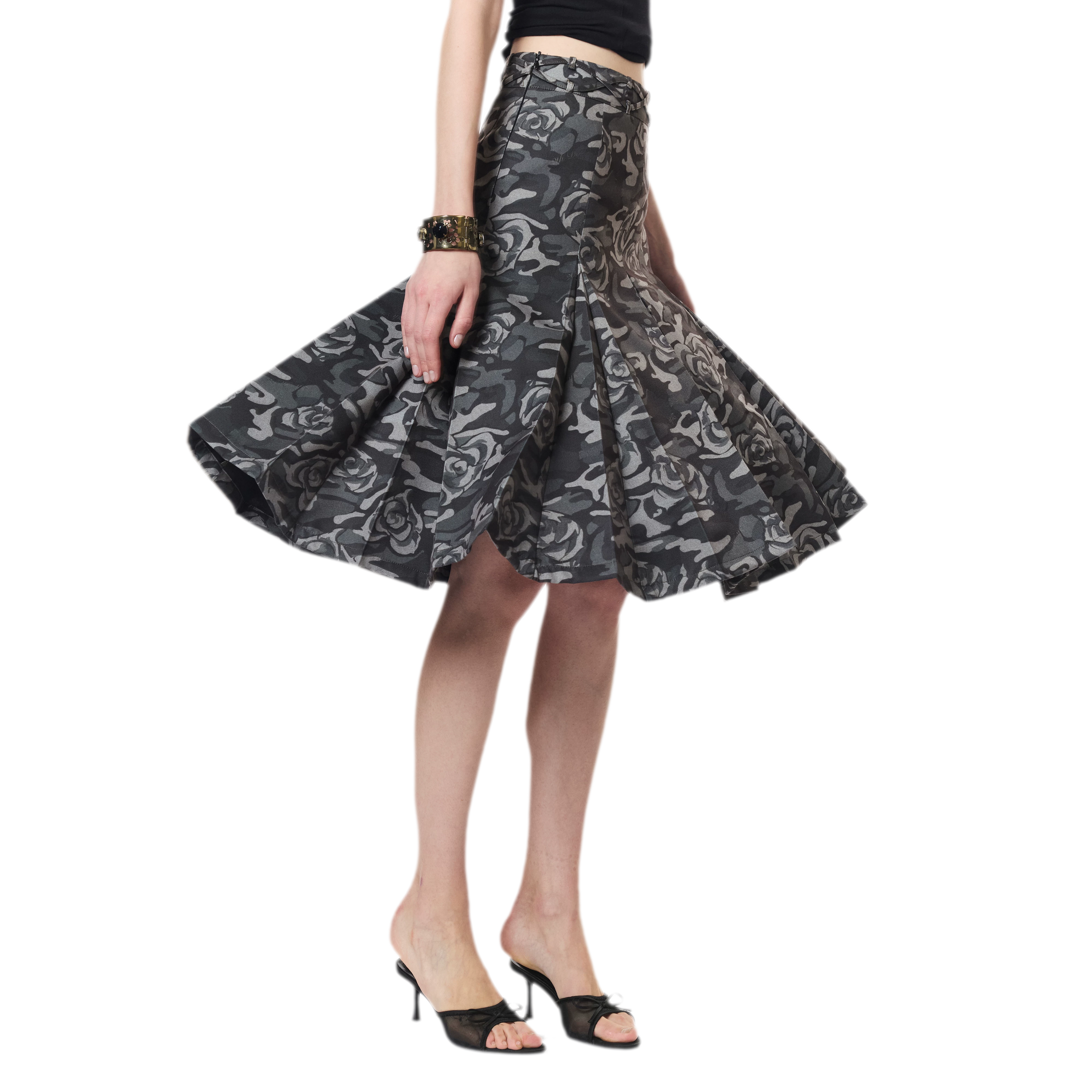 Low Waist Pleated A-Line Skirt