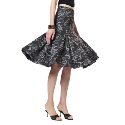 Low Waist Pleated A-Line Skirt