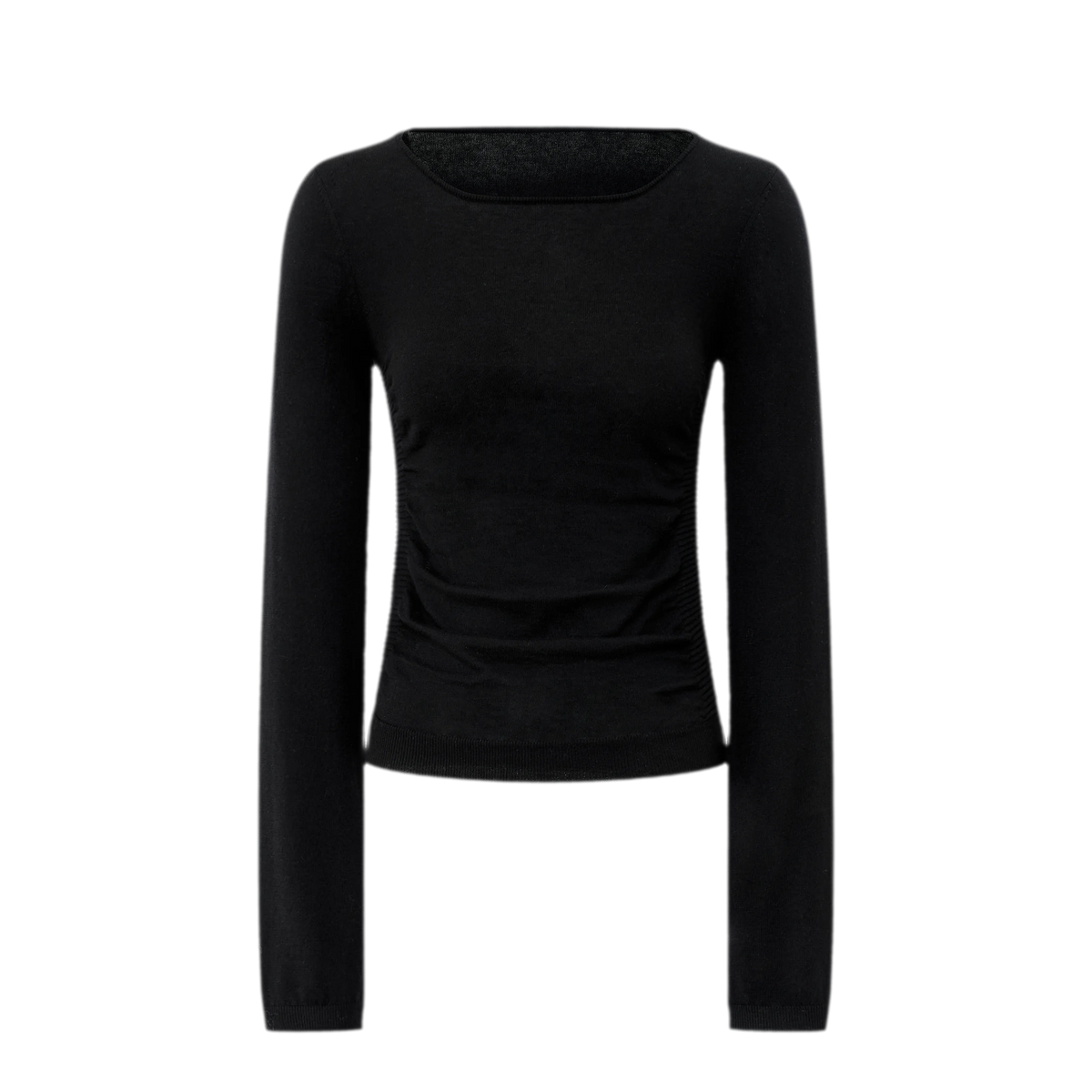 Top in maglia slim arricciato in lana