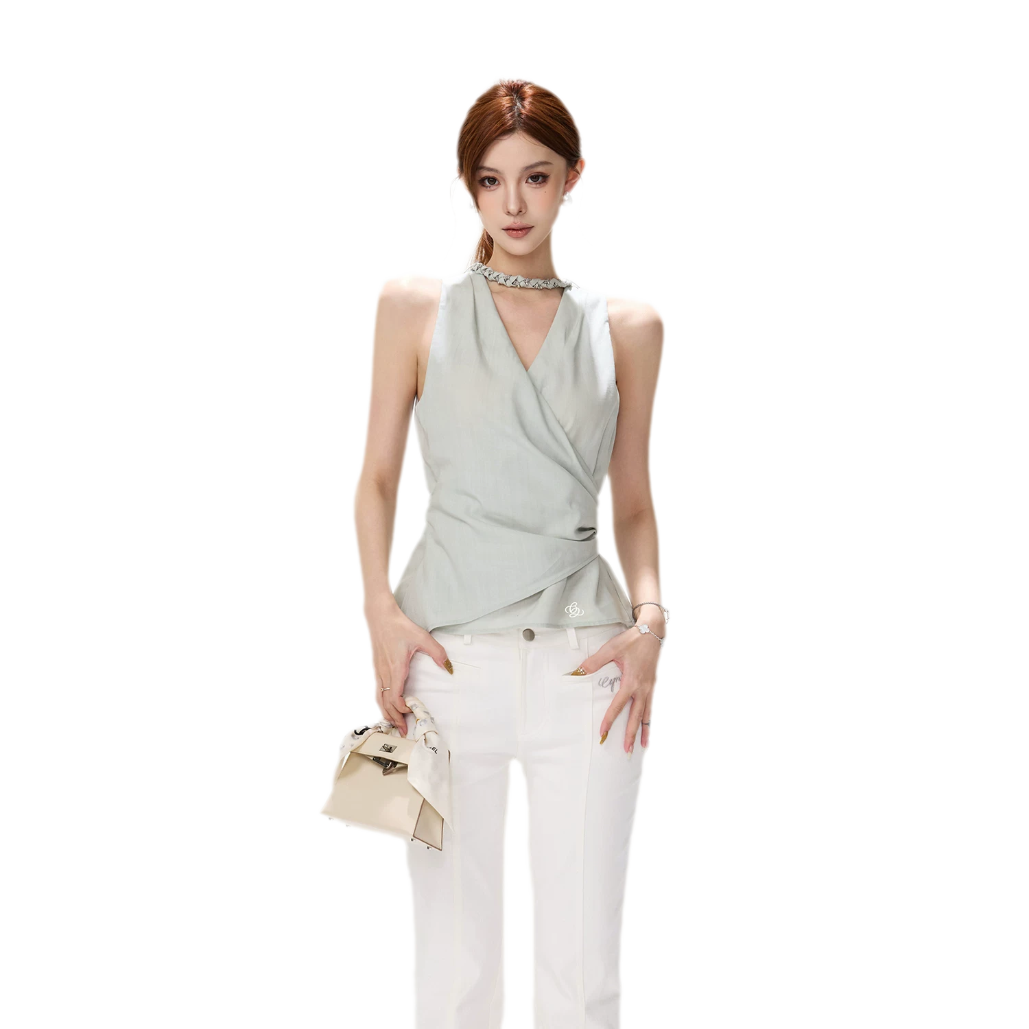 Hand-Braided Halter Waist Top