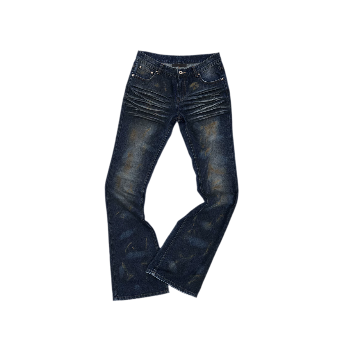 Rust-Dyed Flared Leg Jeans