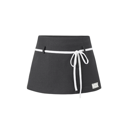 Korean Style Color-Block Tie Waist Shorts Skirt