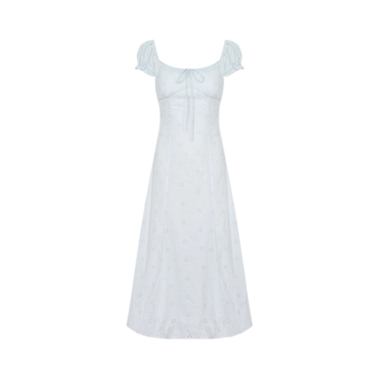 Embroidered A-Line Short Sleeve Dress