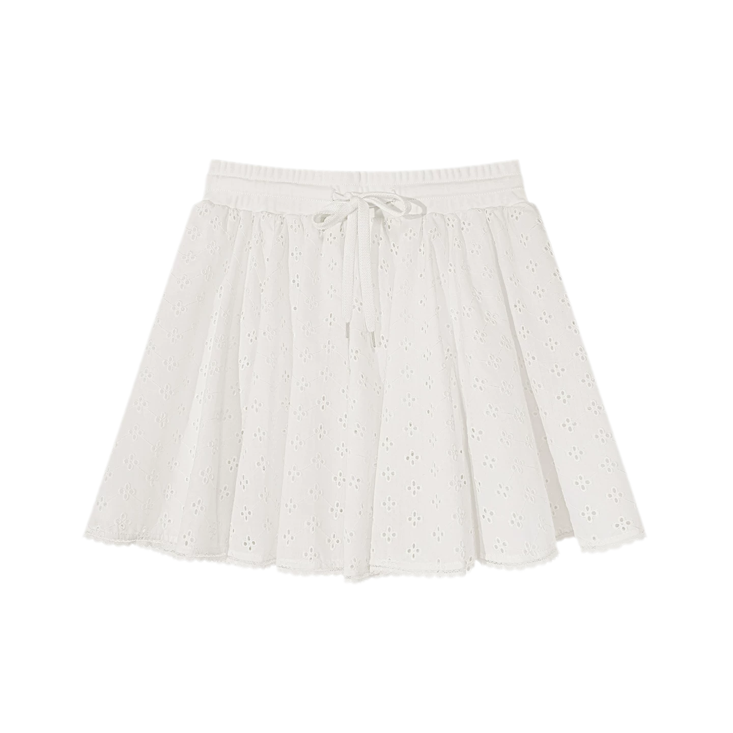 Eyelet Embroidered Lace Mini Skirt