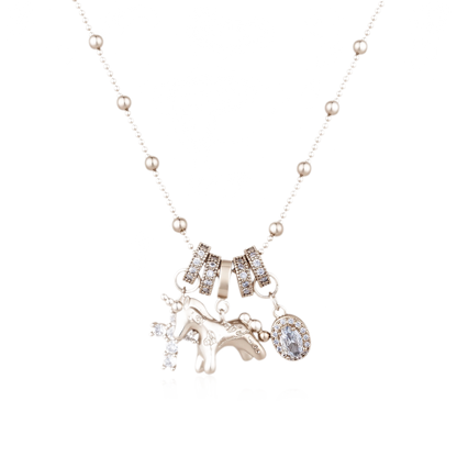 Coffee Gold Beaded Cross Pendant