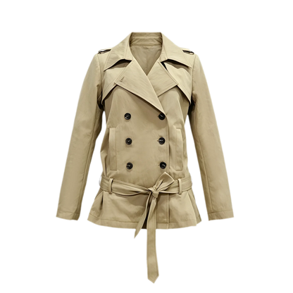 Trench coat con cintura in misto cotone