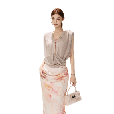 Silver Gray Pink Bandeau / S
