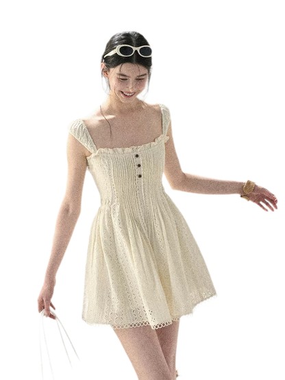 "Gap of Floral Tassels" French Style Lace Ruffled