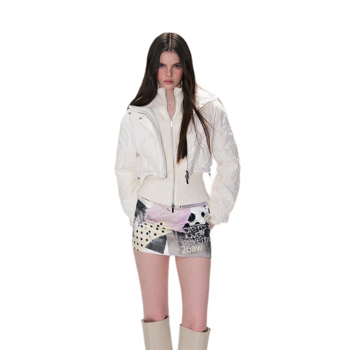 Quilted Cropped Hooded Down Jacket