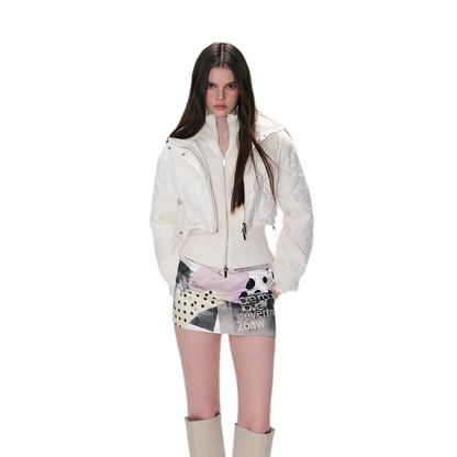 Quilted Cropped Hooded Down Jacket