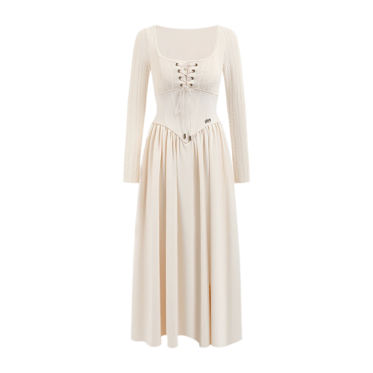 Stretch Lace-Up A-Line Dress