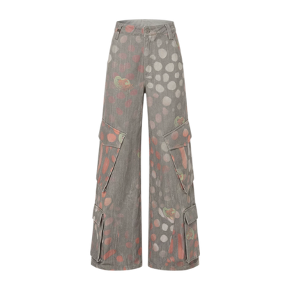 Printed Wide-Leg Cargo Pants