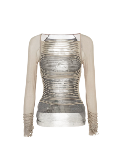 Sheer Cutout Off-Shoulder Top
