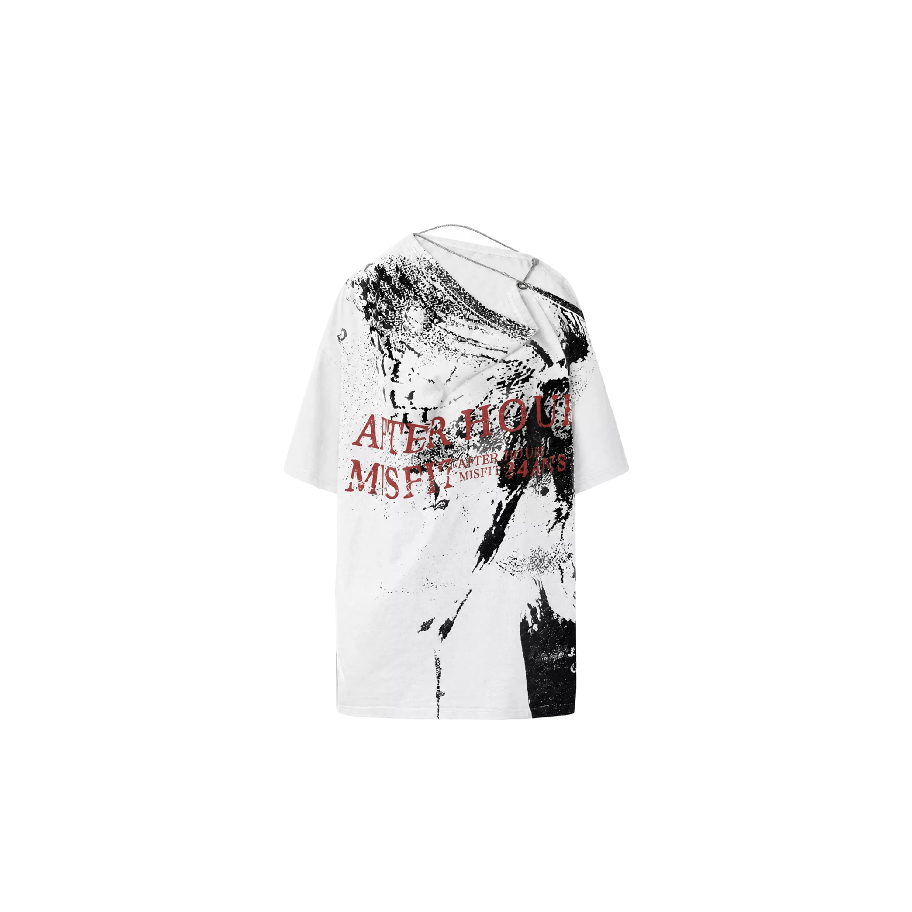 Punk T-shirt with Distressed Print and Open Back