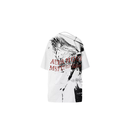 Punk T-shirt with Distressed Print and Open Back