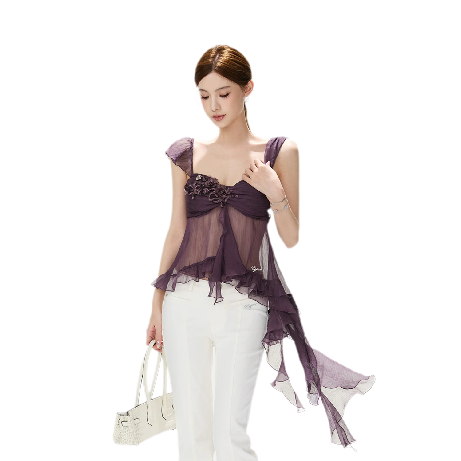 CYNR Misty Chiffon Ruffle Cami – Misty Purple