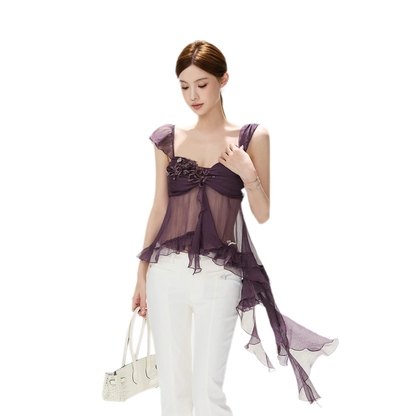 CYNR Misty Chiffon Ruffle Cami – Misty Purple