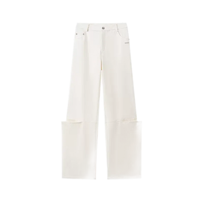 Wool Lace Low-Rise Trousers