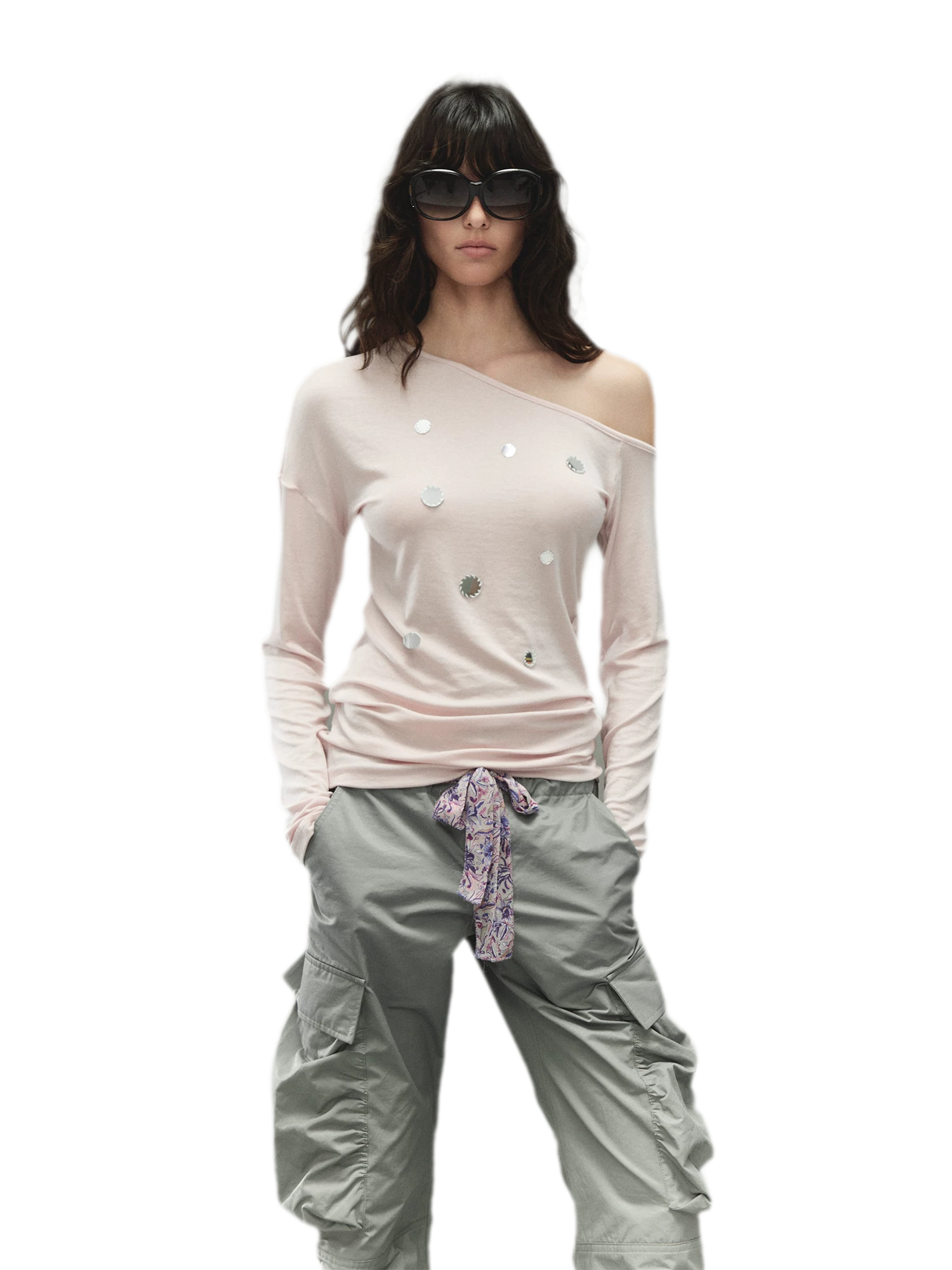 Off-Shoulder Mirror Dot Top