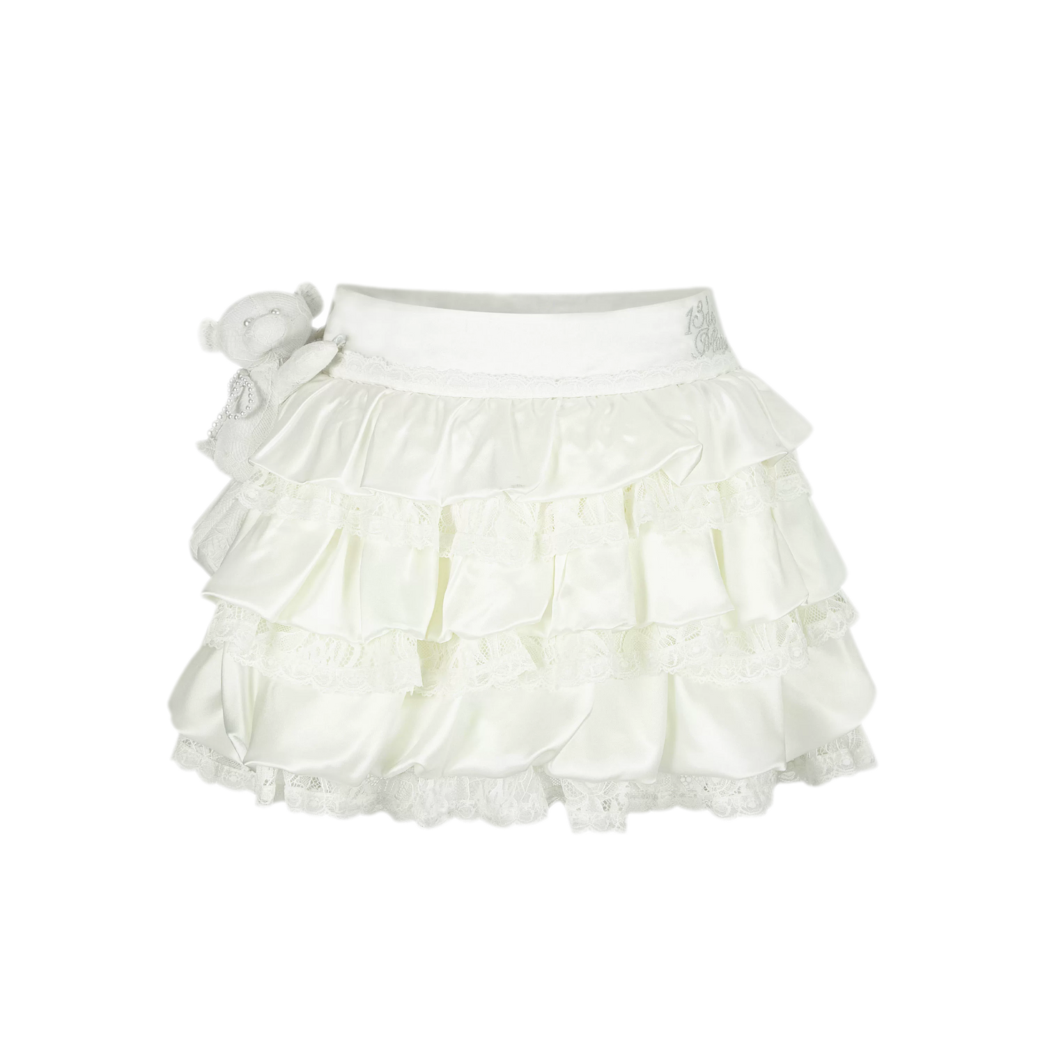 Lace Bear Puff Mini Skirt