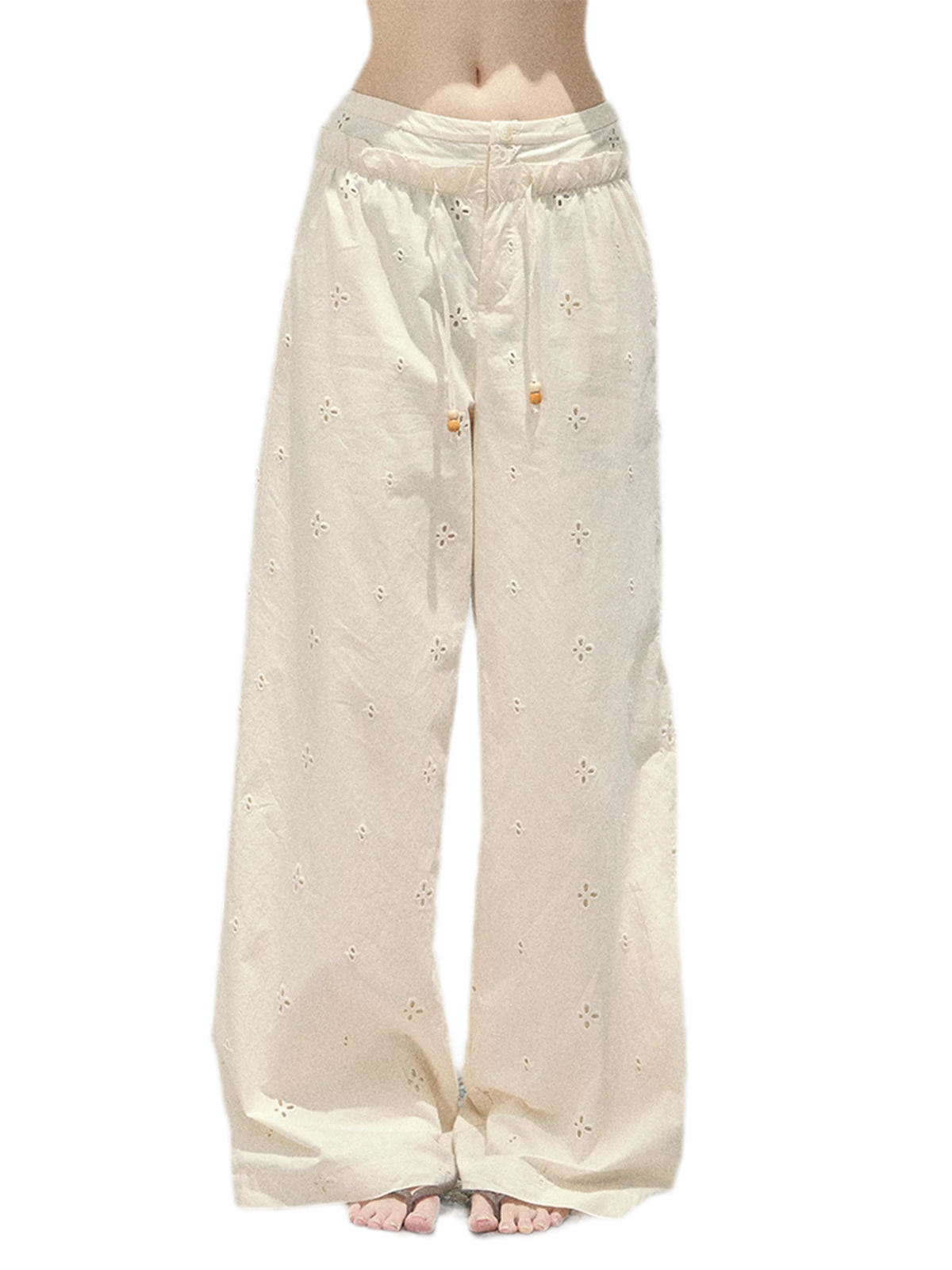 Wide-Leg Embroidered Pants
