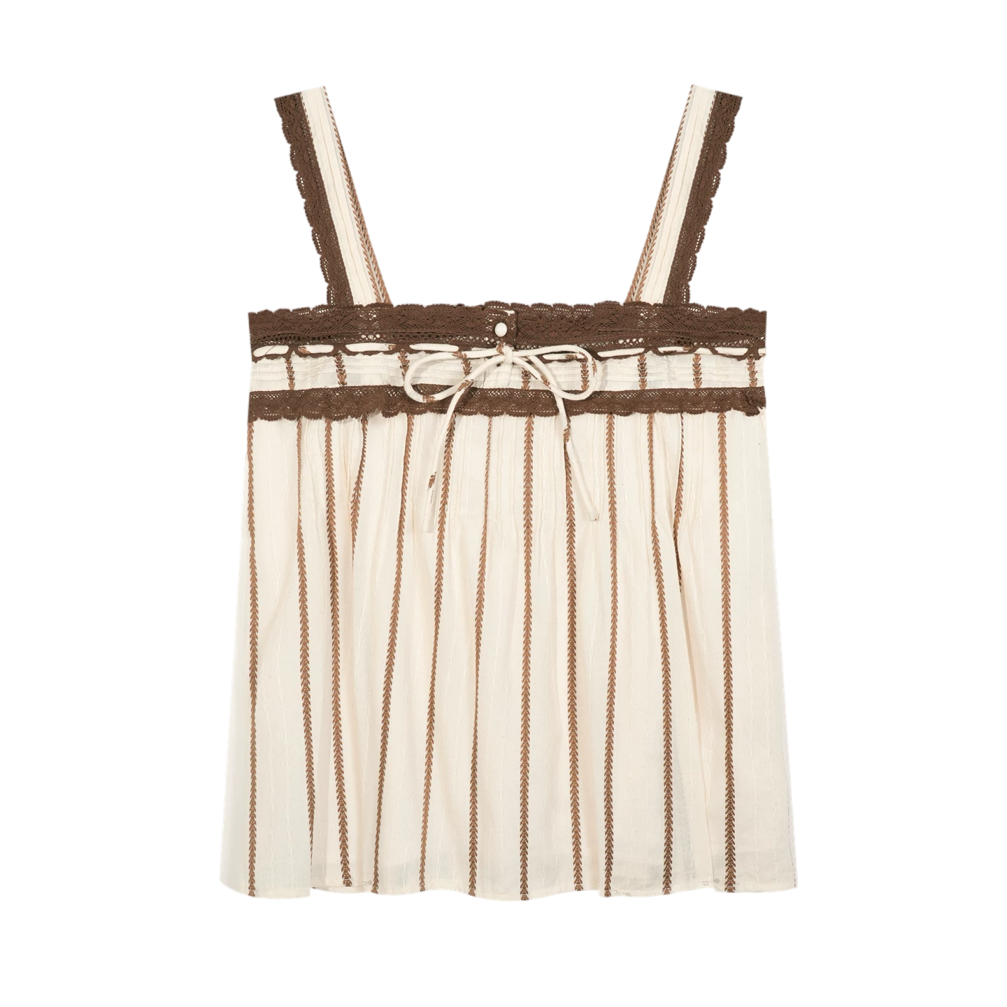 Striped Lace-Trim Tie-Front Camisole