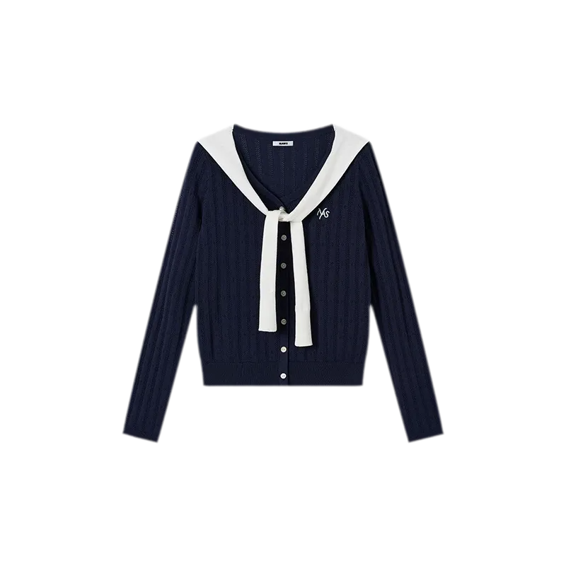 Textured Openwork Knit Cardigan