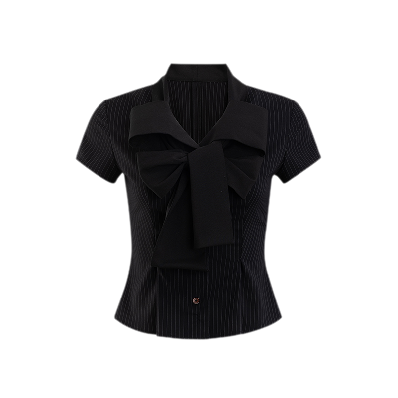 Bow Stripe Shirt Set